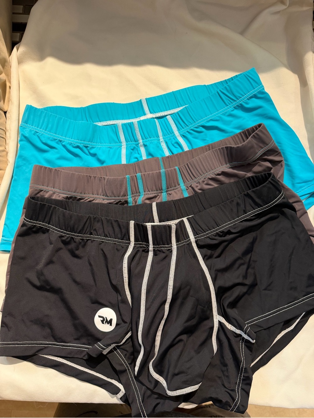 Men's Performance Boxer Briefs - Black, Gray & Teal D pouch